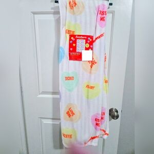 Sweethearts White And Multicolor Heart Candy Print Throw Blanket